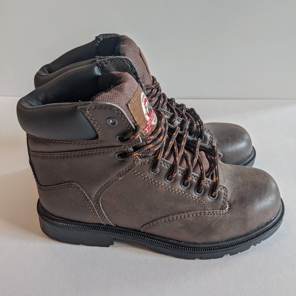 Brahma Brown Steel Toe Work Boots w/Anti-Fatigue Footbed Mens 7/Womens 8.5